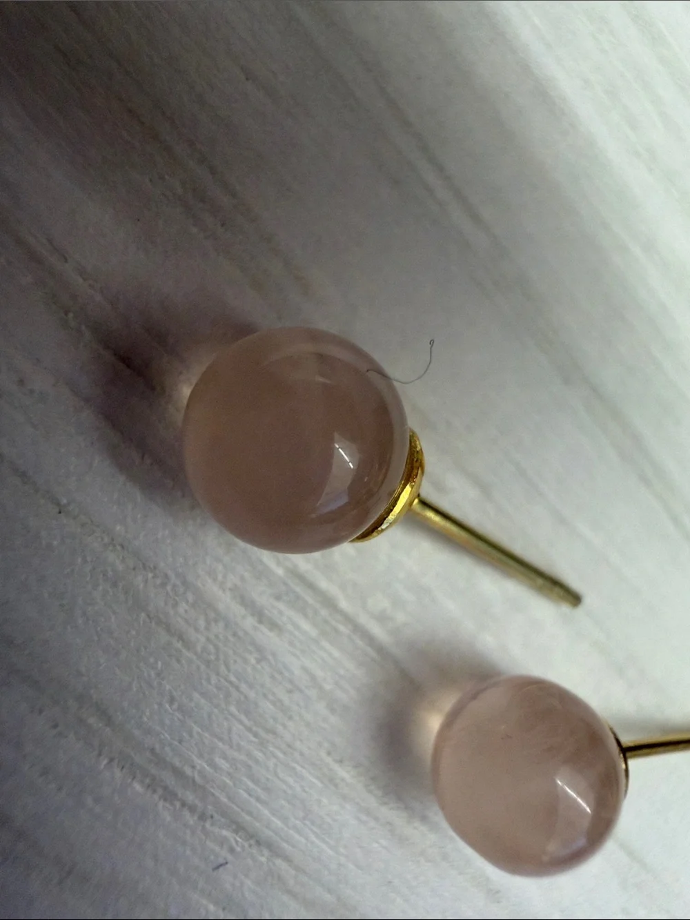 Gold-Trim Pink Stone Stud Earrings - Women Jewelry